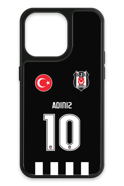 Beşiktaş Kişiye Özel Siyah Forma iPhone 13 Pro Cam Telefon Kılıfı