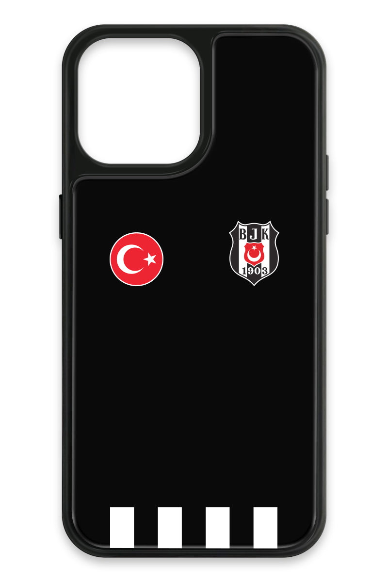 Beşiktaş Kişiye Özel Siyah Forma iPhone 13 Pro Max Cam Kılıf
