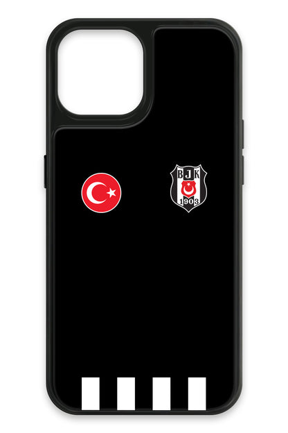 Beşiktaş Kişiye Özel Siyah Forma iPhone 14 Cam Kılıf