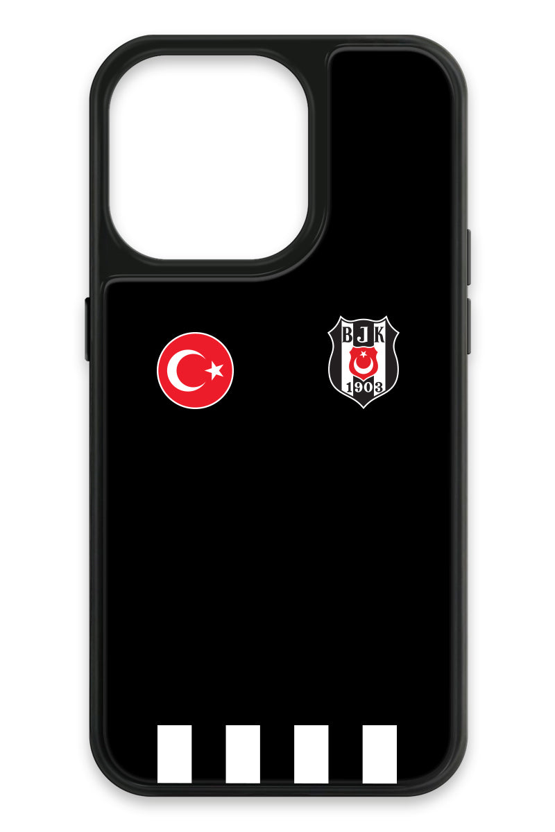 Beşiktaş Kişiye Özel Siyah Forma iPhone 14 Pro Cam Kılıf