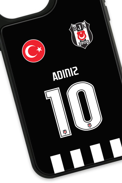 Beşiktaş Kişiye Özel Siyah Forma iPhone 14 Pro Max Cam Kılıf