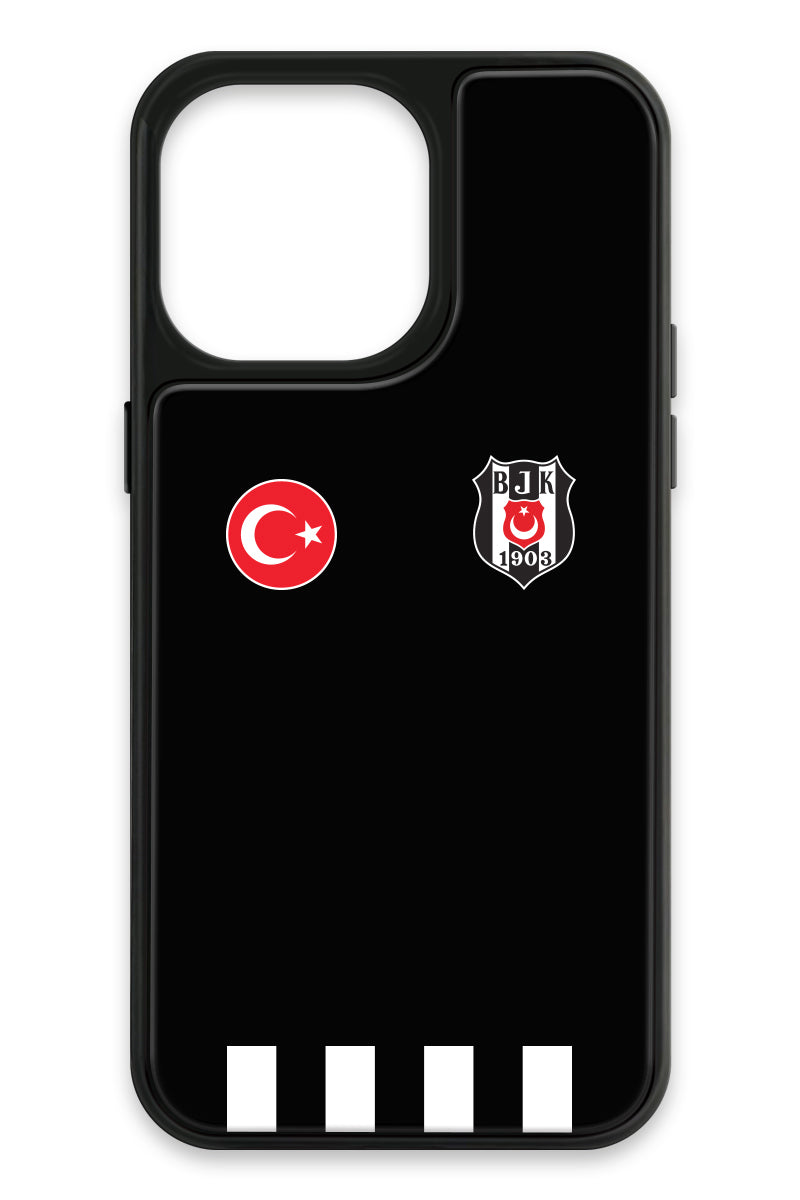 Beşiktaş Kişiye Özel Siyah Forma iPhone 14 Pro Max Cam Kılıf