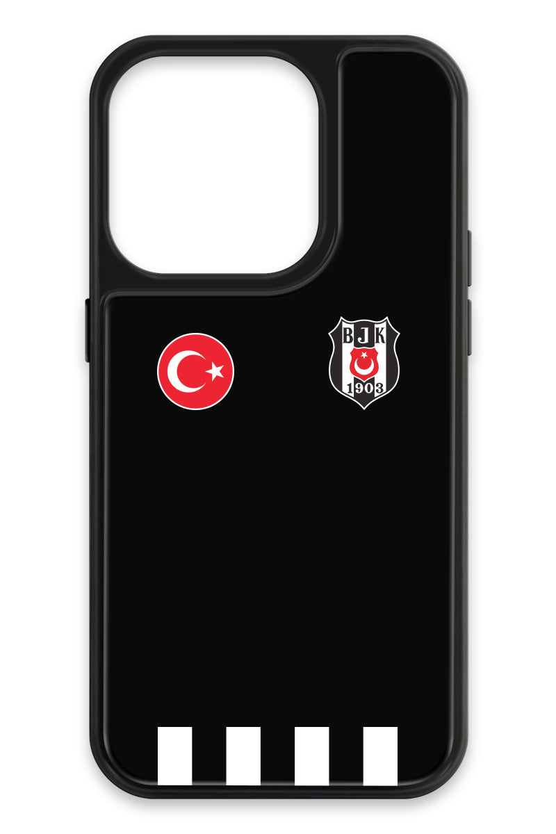 Beşiktaş Kişiye Özel Siyah Forma iPhone 15 Pro Cam Kılıf