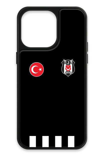 Beşiktaş Kişiye Özel Siyah Forma iPhone 15 Pro Max Cam Kılıf