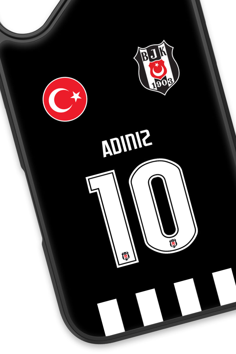 Beşiktaş Kişiye Özel Siyah Forma iPhone 17 Cam Kılıf