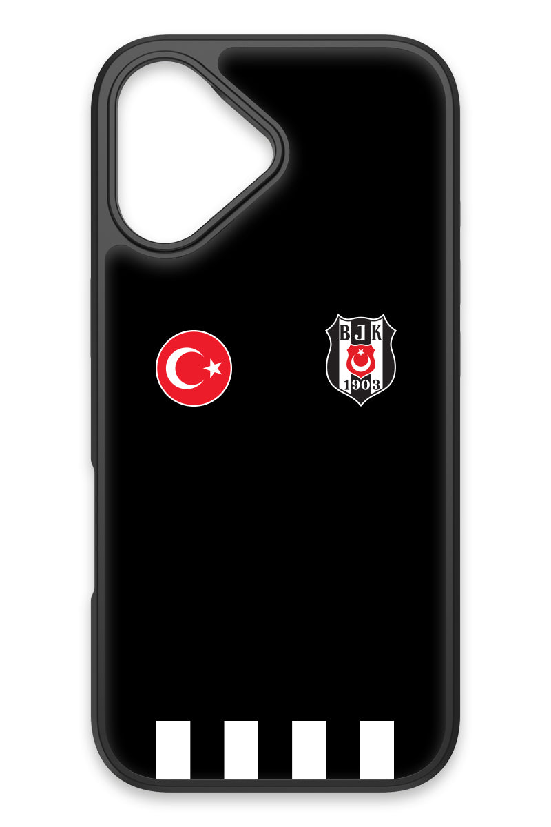 Beşiktaş Kişiye Özel Siyah Forma iPhone 17 Cam Kılıf