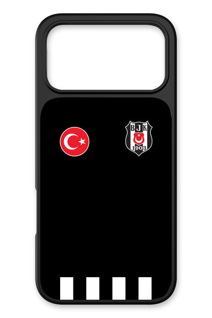 Beşiktaş Kişiye Özel Siyah Forma iPhone 17 Pro Cam Kılıf