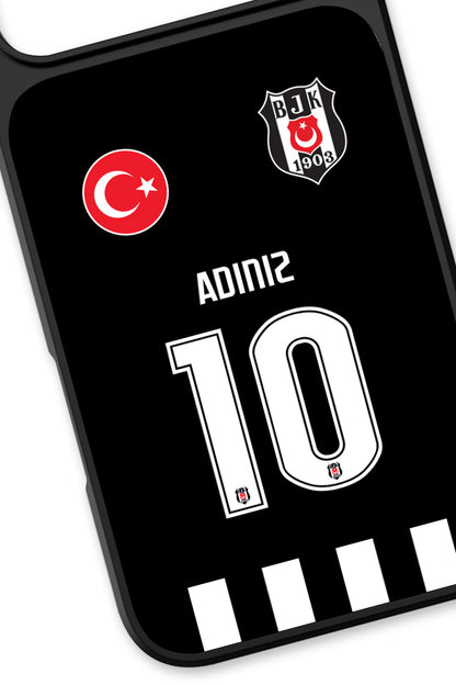 Beşiktaş Kişiye Özel Siyah Forma iPhone 18 Pro Max Cam Kılıf