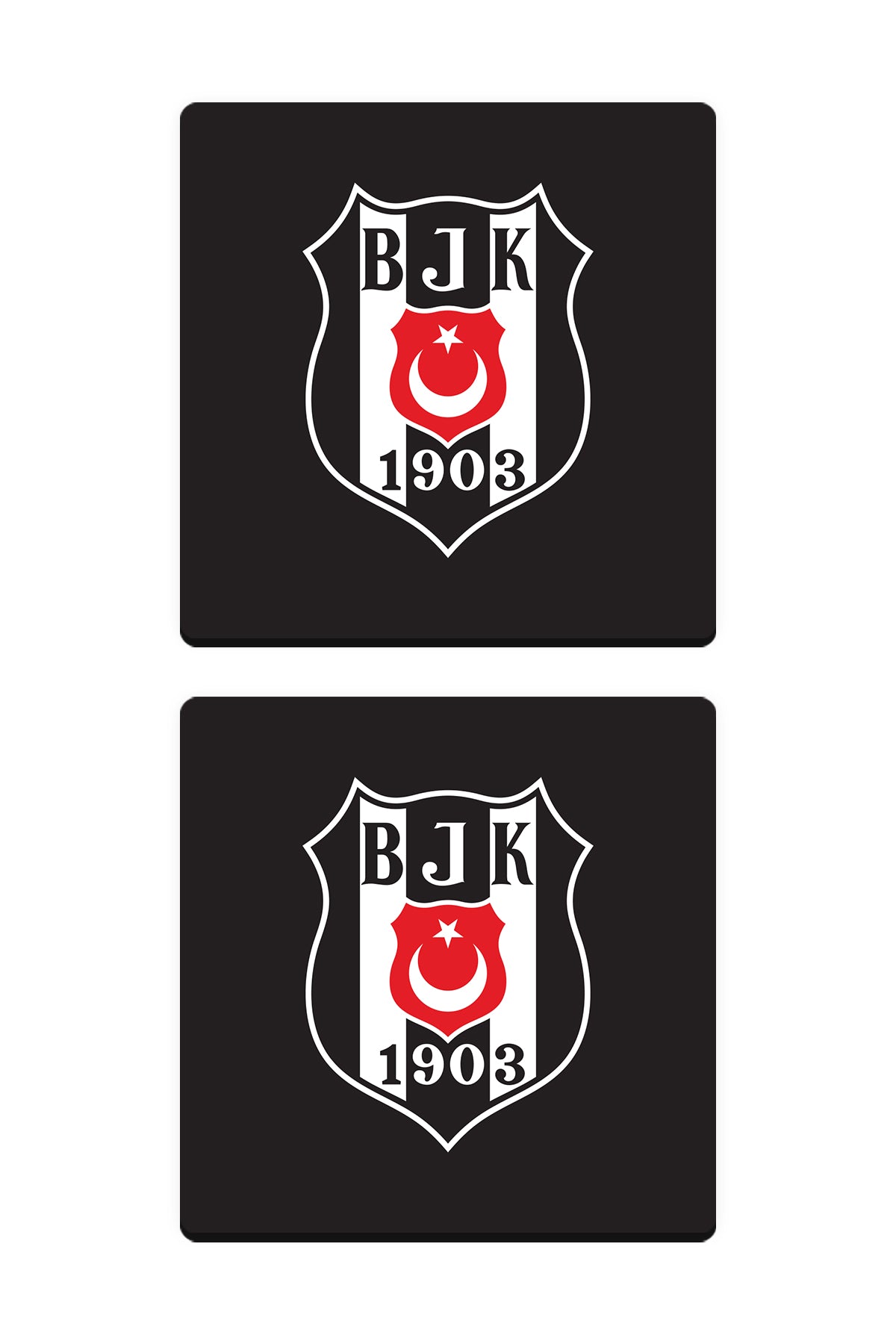 Beşiktaş Logo Ahşap Bardak Altlığı 2'li Set