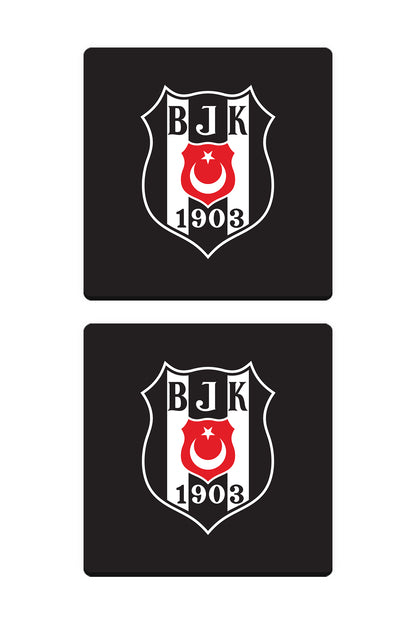 Beşiktaş Logo Ahşap Bardak Altlığı 2'li Set