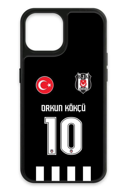 Beşiktaş Orkun Kökçü Forma iPhone 14 Cam Telefon Kılıfı