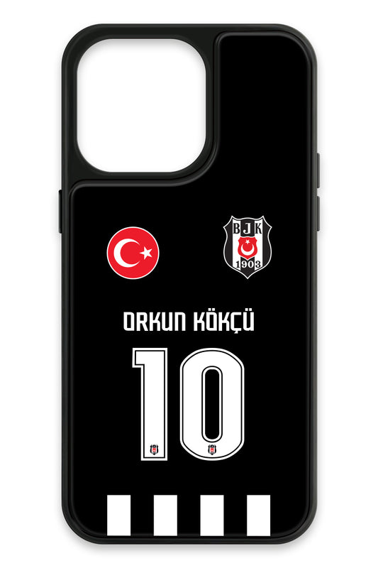 Beşiktaş Orkun Kökçü Forma iPhone 15 Pro Max Cam Telefon Kılıfı