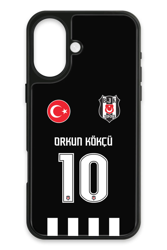 Beşiktaş Orkun Kökçü Forma iPhone 16 Cam Telefon Kılıfı