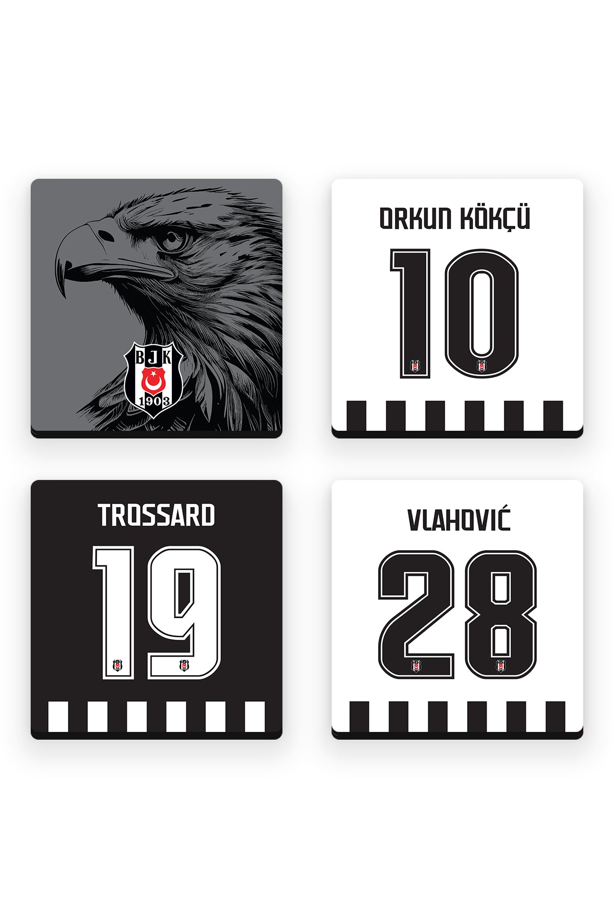 Beşiktaş Oyuncular-1 Ahşap Bardak Altlığı 4'lü Set