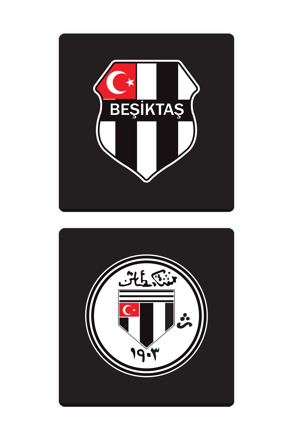 Beşiktaş Retro Arma Ahşap Bardak Altlığı 2'li Set