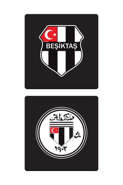 Beşiktaş Retro Arma Ahşap Bardak Altlığı 2'li Set