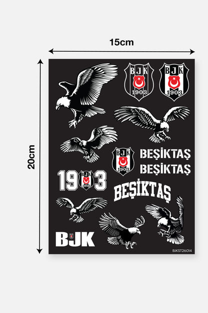 Beşiktaş Sticker Seti Siyah Beyaz Kartal - Lisanslı Orijinal