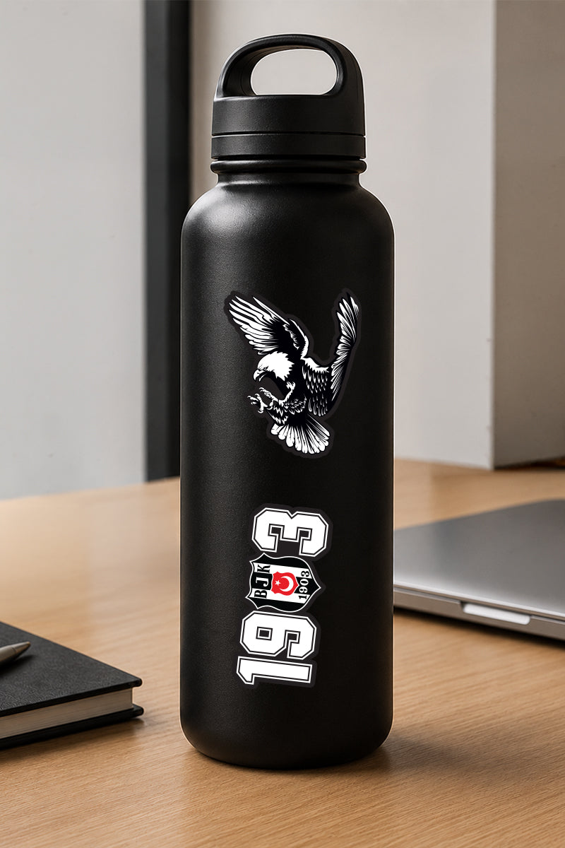 Beşiktaş Sticker Seti Siyah Beyaz Kartal - Lisanslı Orijinal