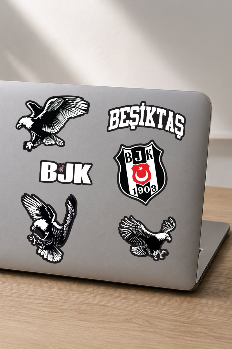 Beşiktaş Sticker Seti Siyah Beyaz Kartal - Lisanslı Orijinal