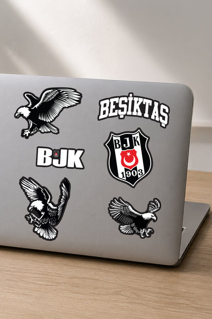 Beşiktaş Sticker Seti Siyah Beyaz Kartal - Lisanslı Orijinal