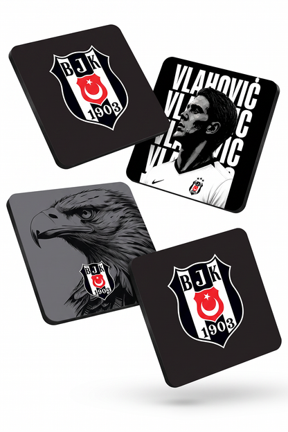 Beşiktaş Vlahovic Kartal Ahşap Bardak Altlığı