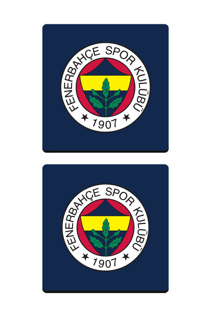 Fenerbahçe Arma Ahşap Bardak Altlığı 2'li Set