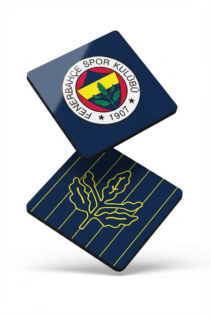 Fenerbahçe Arma Palamut Lacivert Ahşap Bardak Altlığı