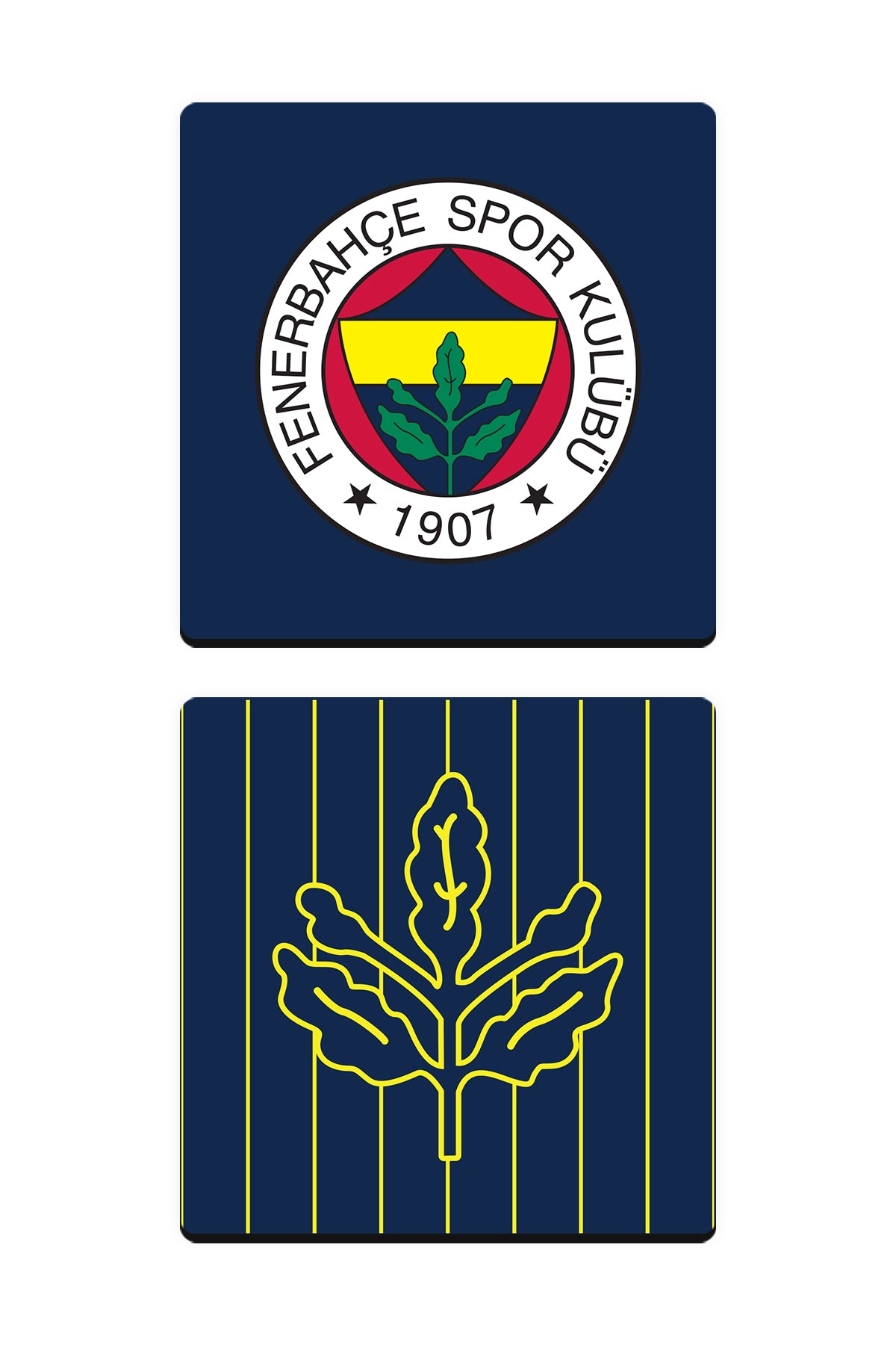 Fenerbahçe Arma Palamut Lacivert Ahşap Bardak Altlığı 2'li Set