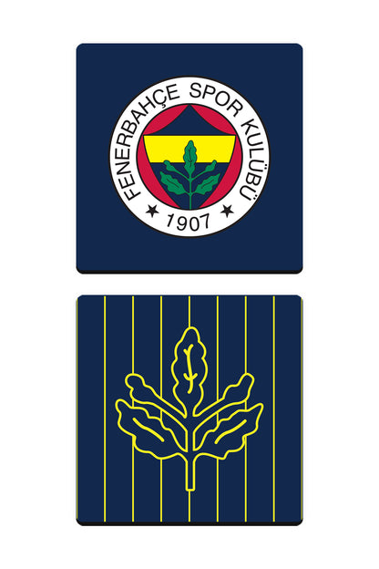 Fenerbahçe Arma Palamut Lacivert Ahşap Bardak Altlığı 2'li Set
