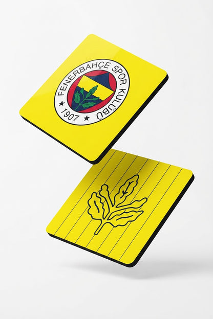 Fenerbahçe Arma Palamut Sarı Ahşap Bardak Altlığı