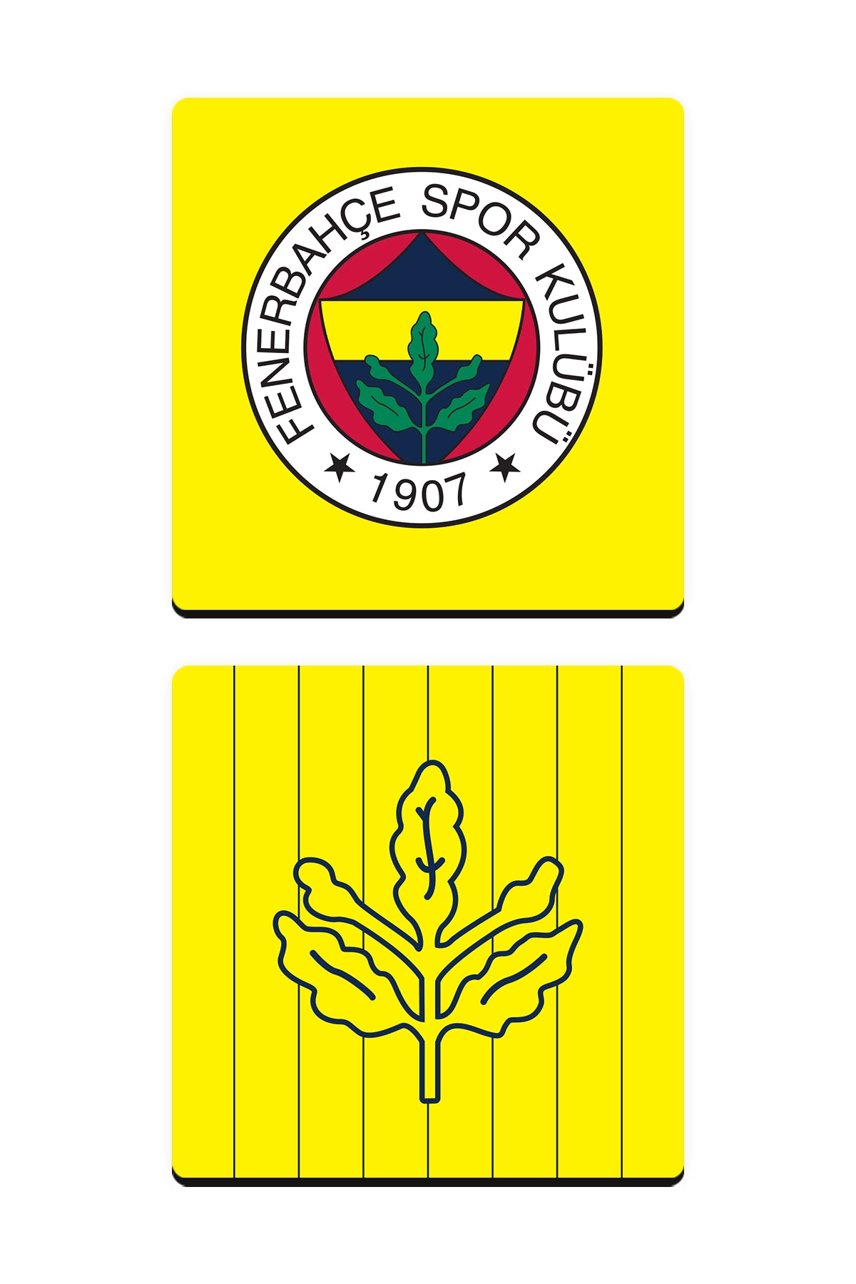Fenerbahçe Arma Palamut Sarı Ahşap Bardak Altlığı 2'li Set