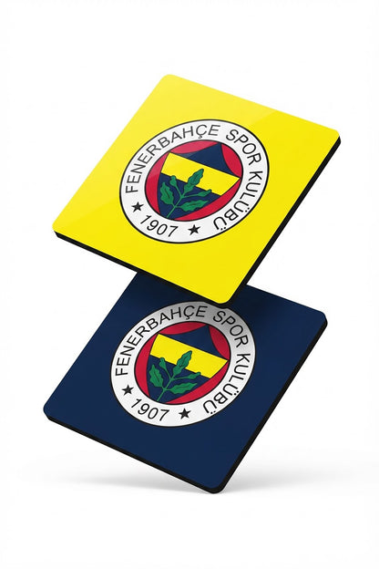 Fenerbahçe Arma Sarı Lacivert Ahşap Bardak Altlığı