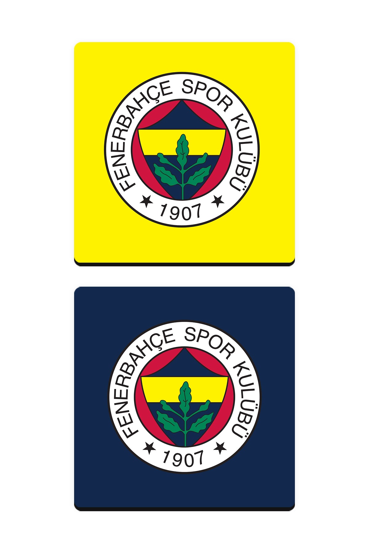 Fenerbahçe Arma Sarı Lacivert Ahşap Bardak Altlığı 2'li Set