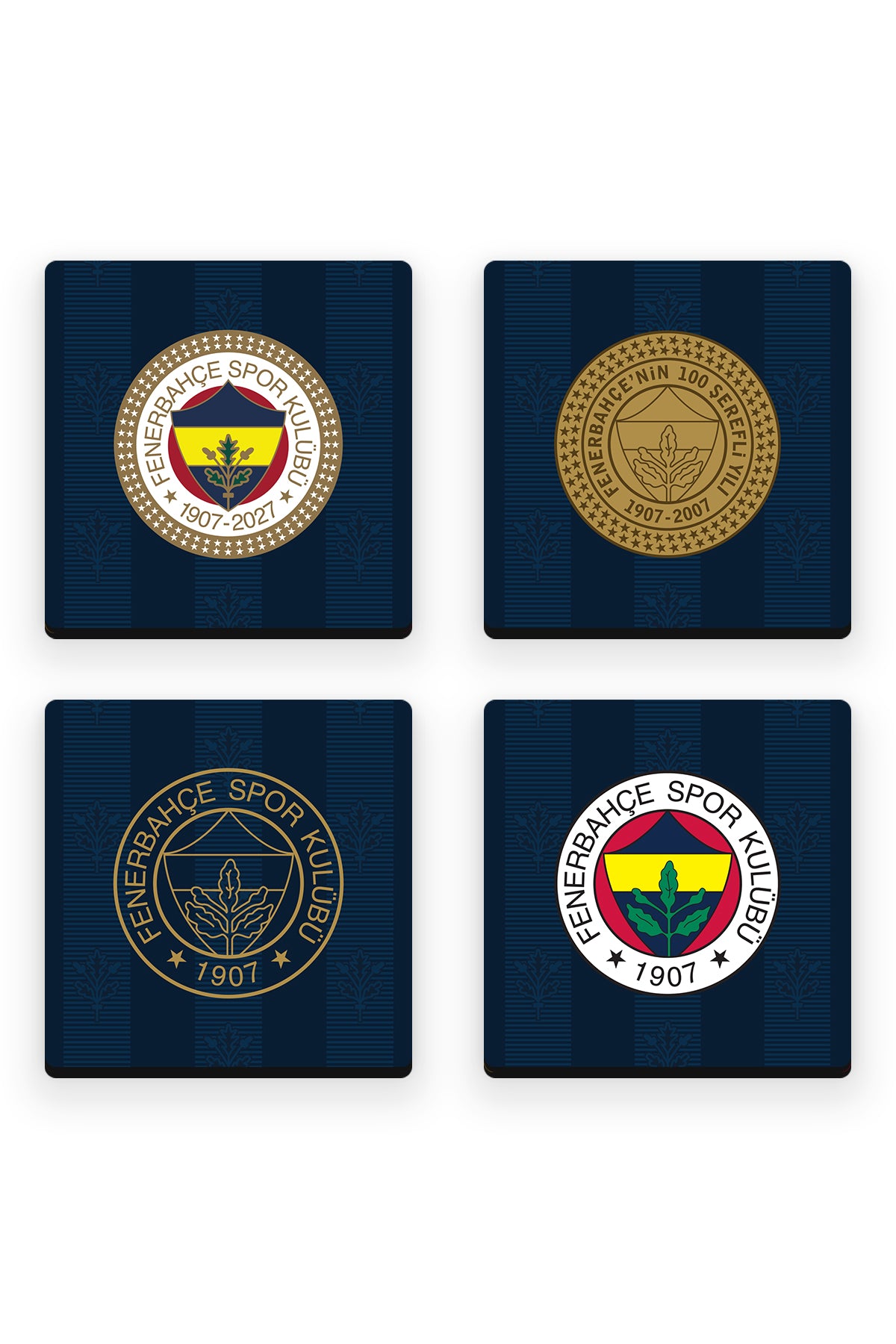 Fenerbahçe Armalar Ahşap Bardak Altlığı 4'lü Set