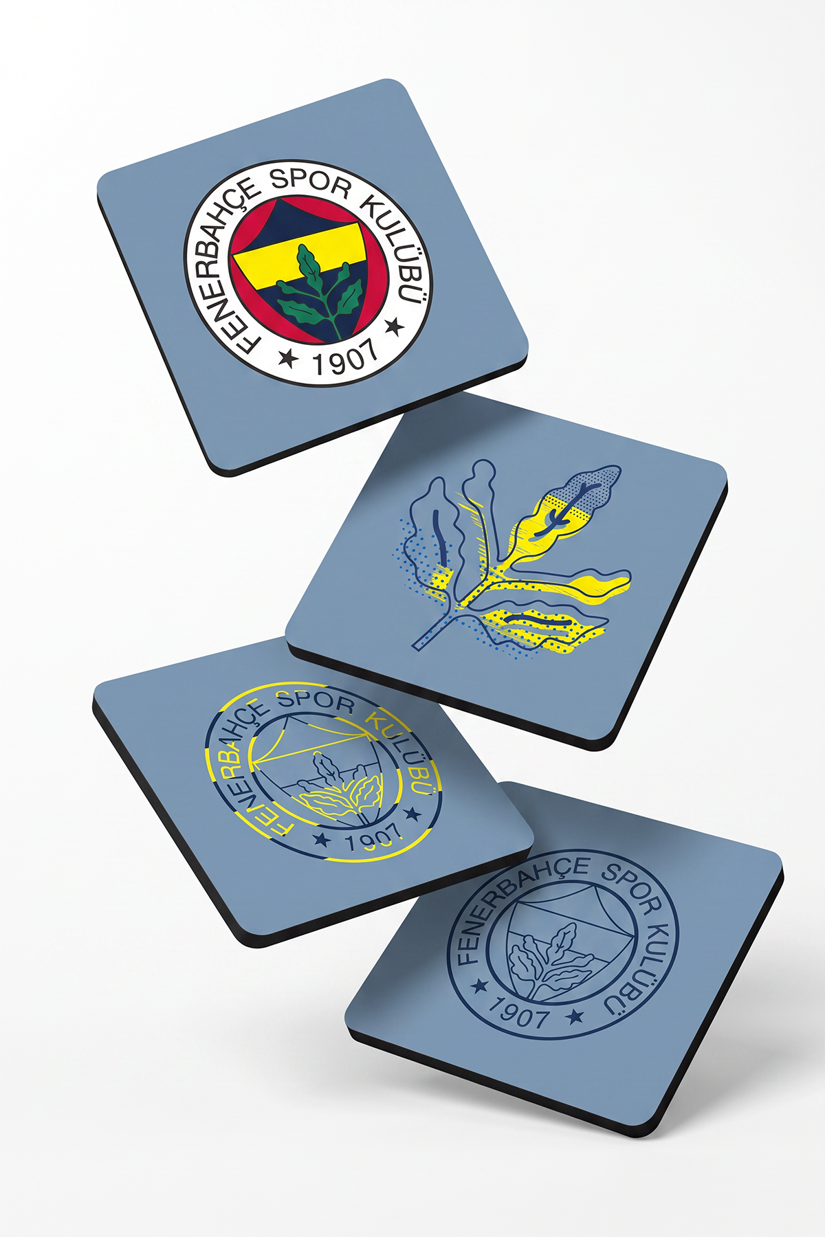 Fenerbahçe Buz Mavi Ahşap Bardak Altlığı