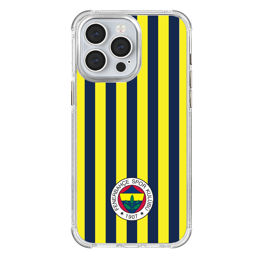 Fenerbahçe Çubuklu Şeffaf iPhone 15 Pro Max Telefon Kılıfı