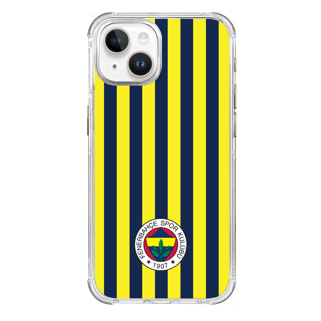 Fenerbahçe Çubuklu Şeffaf iPhone 15 Telefon Kılıfı