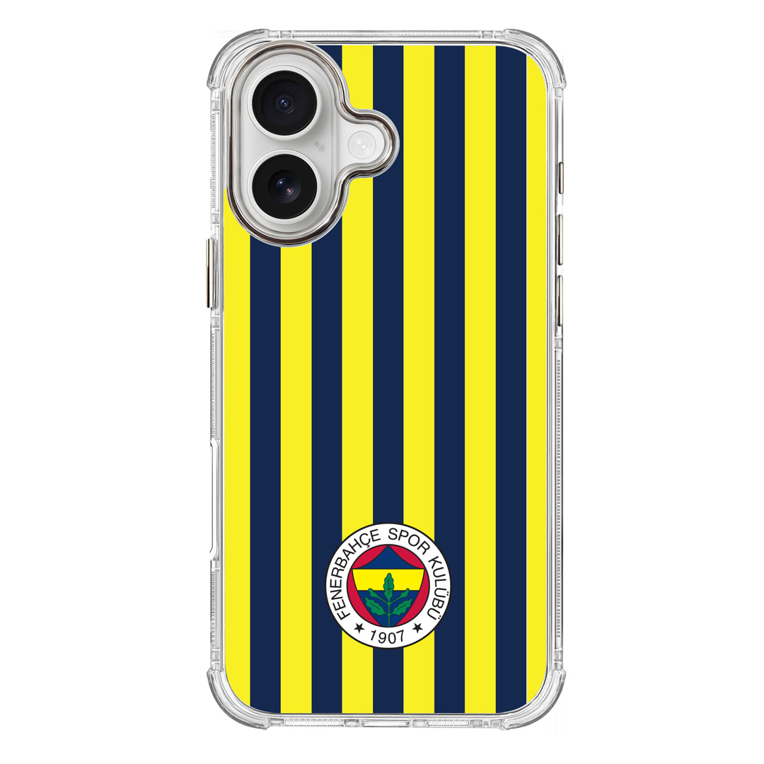 Fenerbahçe Çubuklu Şeffaf iPhone 16 Telefon Kılıfı