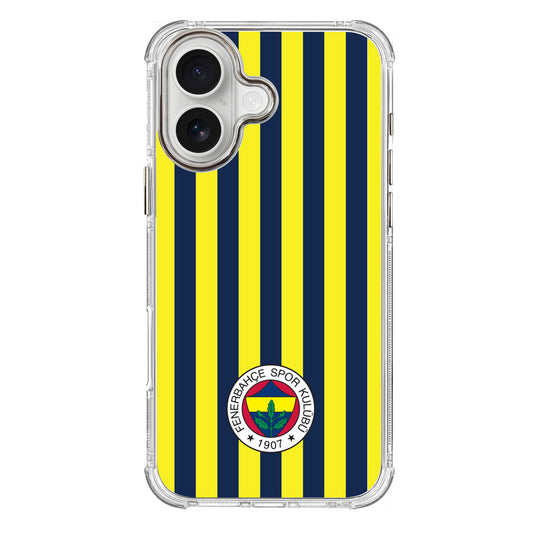 Fenerbahçe Çubuklu Şeffaf iPhone 16 Telefon Kılıfı