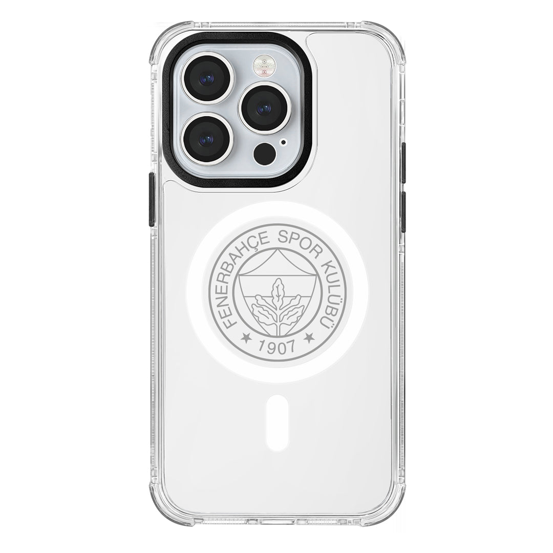 Fenerbahçe Magsafe Monochrome Logo Şeffaf iPhone 14 Pro Telefon Kılıfı