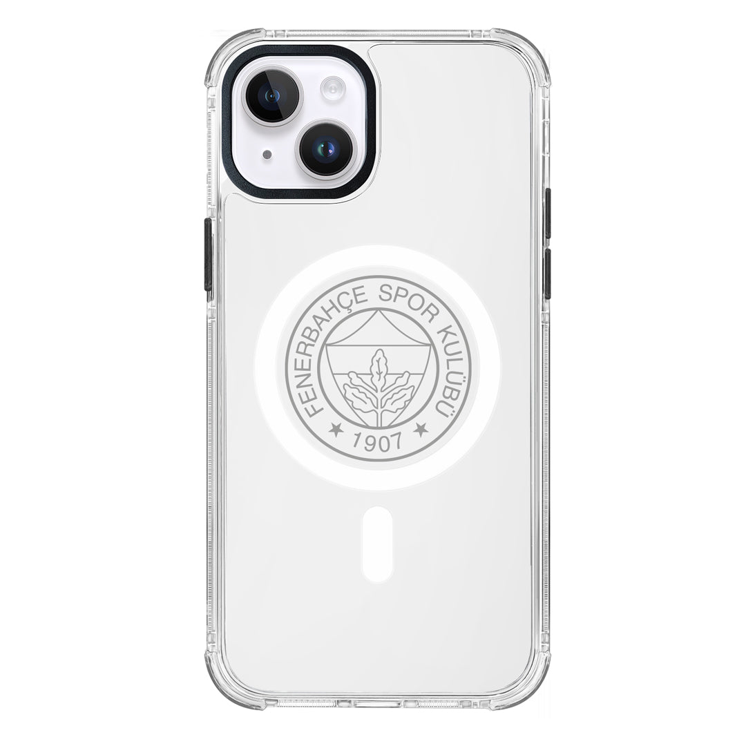 Fenerbahçe Magsafe Monochrome Logo Şeffaf iPhone 14 Telefon Kılıfı