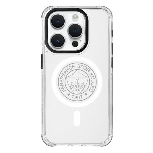 Fenerbahçe Magsafe Monochrome Logo Şeffaf iPhone 15 Pro Telefon Kılıfı