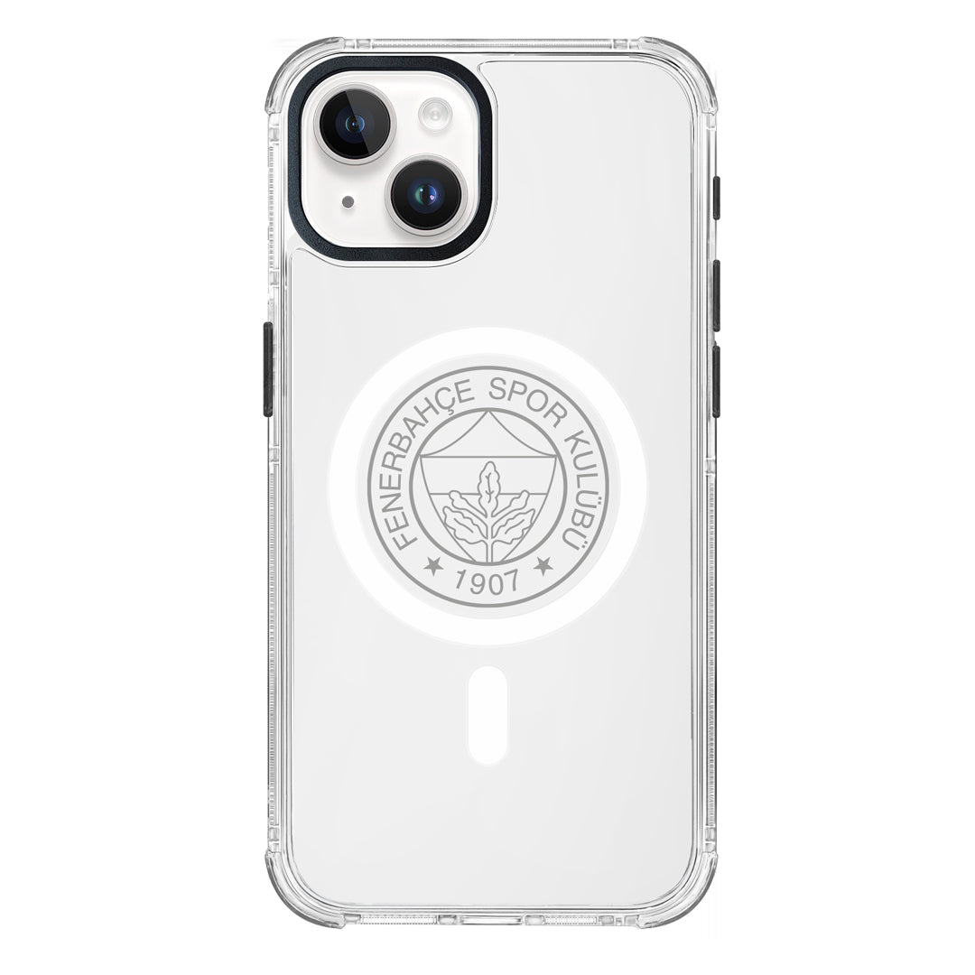 Fenerbahçe Magsafe Monochrome Logo Şeffaf iPhone 15 Telefon Kılıfı