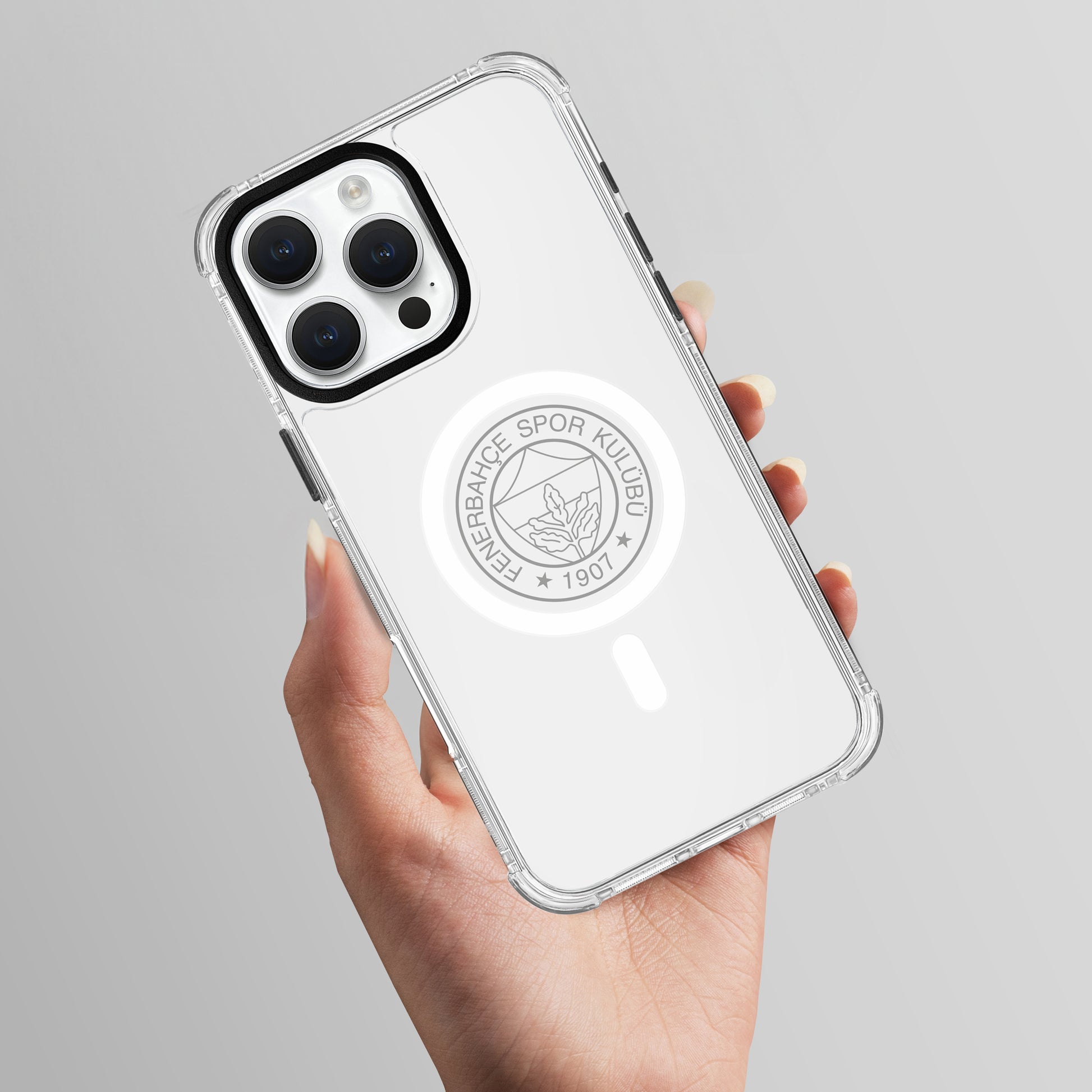 Fenerbahçe Magsafe Monochrome Logo Şeffaf iPhone 16 Pro Max Telefon Kılıfı
