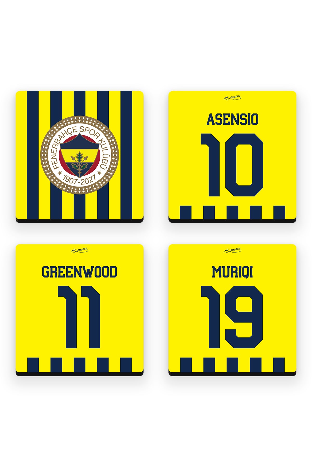 Fenerbahçe Oyuncular-1 Ahşap Bardak Altlığı 4'lü Set