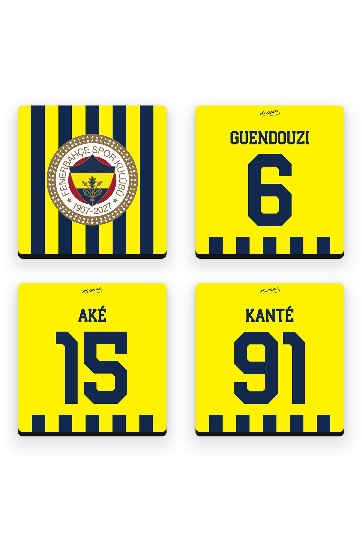 Fenerbahçe Oyuncular-2 Ahşap Bardak Altlığı 4'lü Set