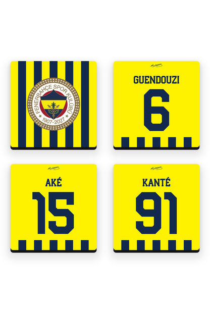 Fenerbahçe Oyuncular-2 Ahşap Bardak Altlığı 4'lü Set