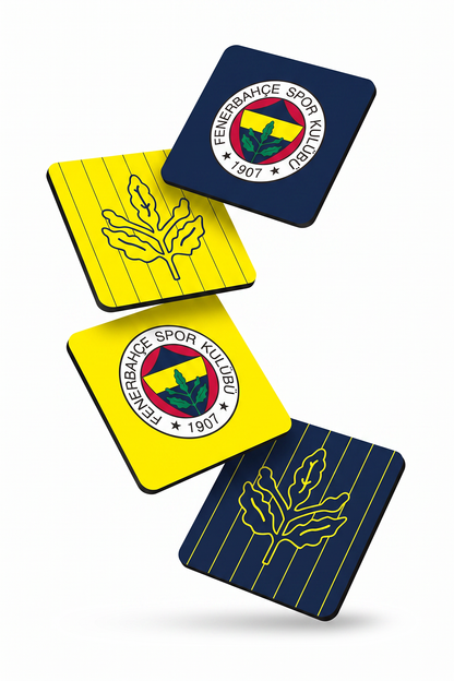 Fenerbahçe Sarı Lacivert Palamut Ahşap Bardak Altlığı
