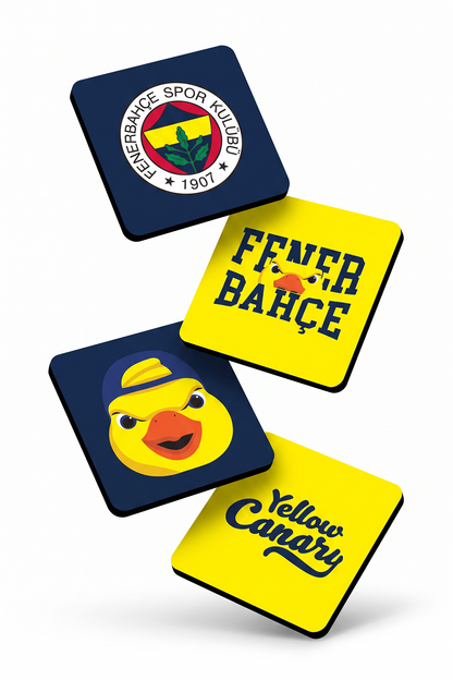 Fenerbahçe Yellow Canary Ahşap Bardak Altlığı