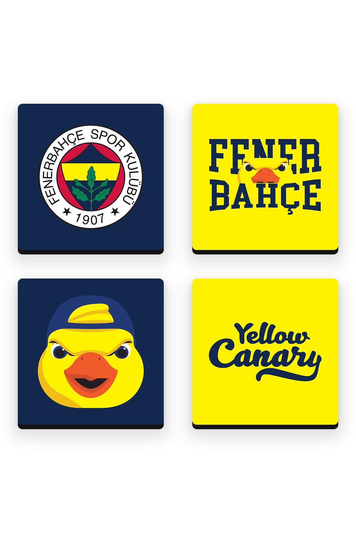 Fenerbahçe Yellow Canary Ahşap Bardak Altlığı 4'lü Set